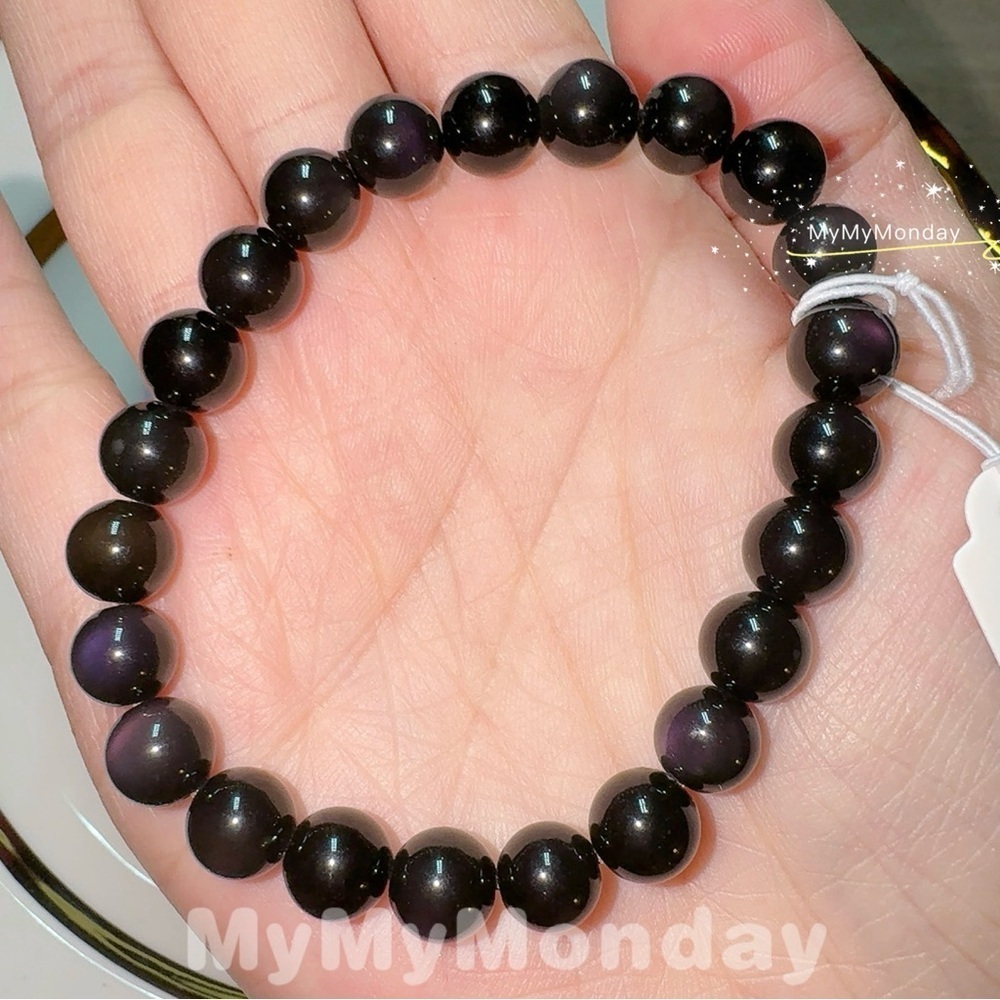 Purple Obsidian Bracelet 8mm - Picture 6 of 7